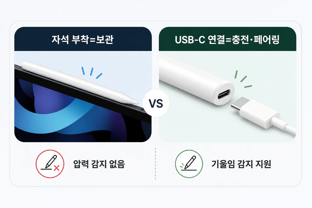 자석 보관과 USB C 기능 차이