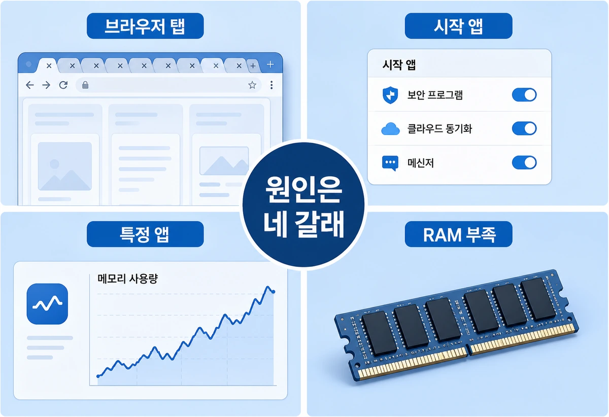 컴퓨터-메모리-부족의-네-가지-원인-비교