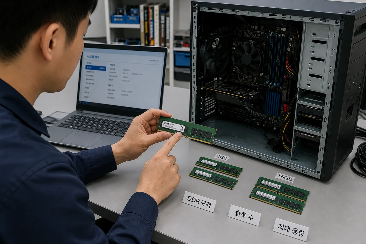 RAM-증설-전-DDR-규격과-슬롯-수를-확인하는-장면