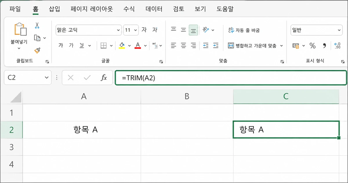 TRIM 함수로 정렬을 방해하는 공백 제거