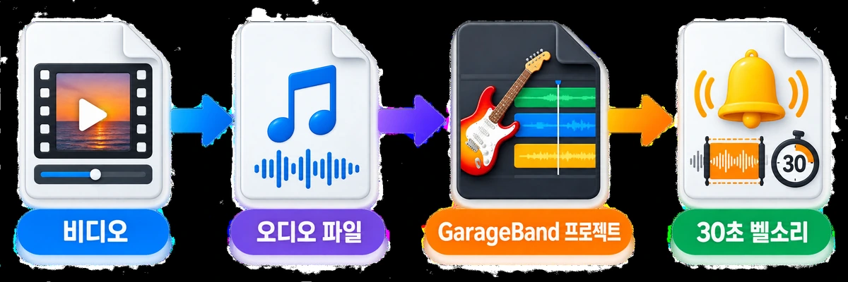 녹화 비디오를 30초 벨소리로 바꾸는 파일 흐름