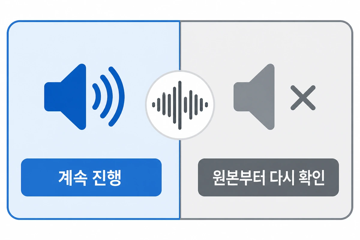 녹화 원본의 오디오 유무를 먼저 확인하는 기준