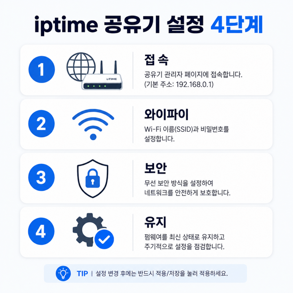iptime 공유기 설정 4단계 정리