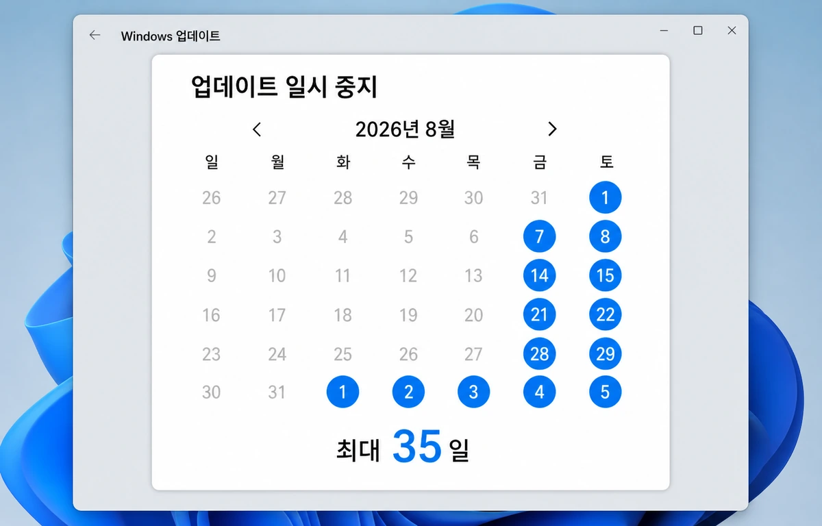 Windows 업데이트 최대 35일 일시 중지