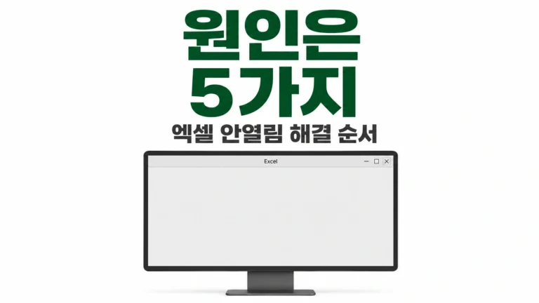 텅 빈 엑셀 화면이 뜬 모니터 목업 위에 원인은 5가지라는 초록 자막이 있는 대표 이미지